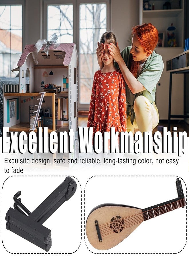 lvifloae Chinese Pipa Model Vintage Style Model Decorations Simulation Pipa Chinese Guitar Stringed Instrument Decorations Doll House Miniature Musical Instruments Mini Lute Wooden Photo Prop - Image 4